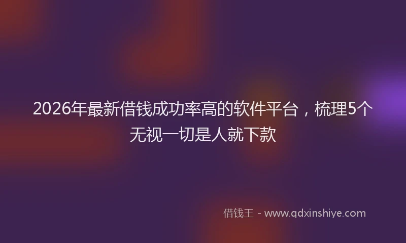 2026年最新借钱成功率高的软件平台，梳理5个无视一切是人就下款