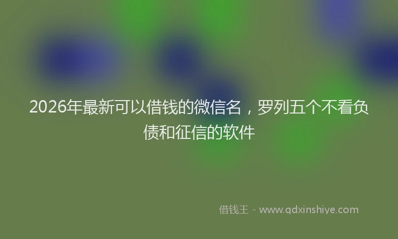 2026年最新可以借钱的微信名，罗列五个不看负债和征信的软件