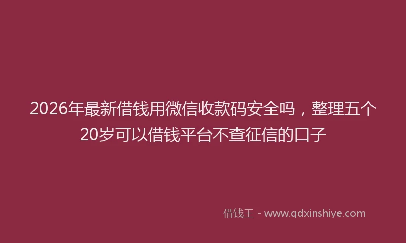 2026年最新借钱用微信收款码安全吗，整理五个20岁可以借钱平台不查征信的口子