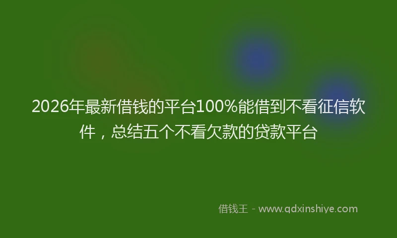 2026年最新借钱的平台100%能借到不看征信软件，总结五个不看欠款的贷款平台