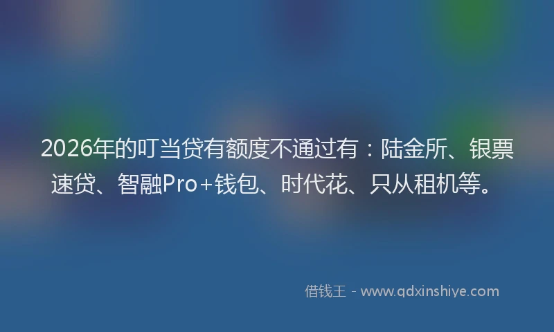 2026年的叮当贷有额度不通过有:陆金所、银票速贷、智融Pro+钱包、时代花、只从租机等。
