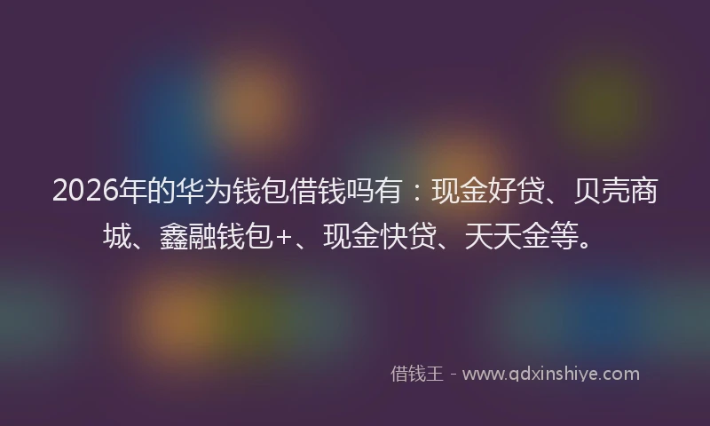 2026年的华为钱包借钱吗有：现金好贷、贝壳商城、鑫融钱包+、现金快贷、天天金等。