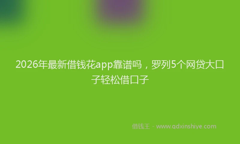 2026年最新借钱花app靠谱吗,罗列5个网贷大口子轻松借口子