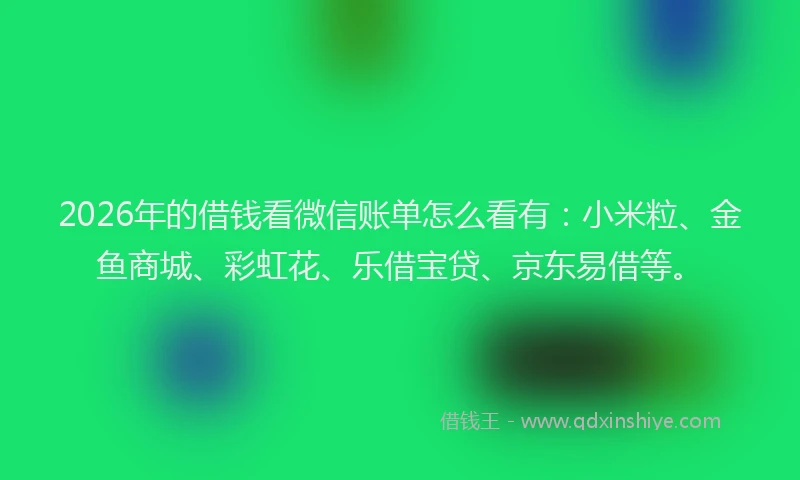 2026年的借钱看微信账单怎么看有：小米粒、金鱼商城、彩虹花、乐借宝贷、京东易借等。