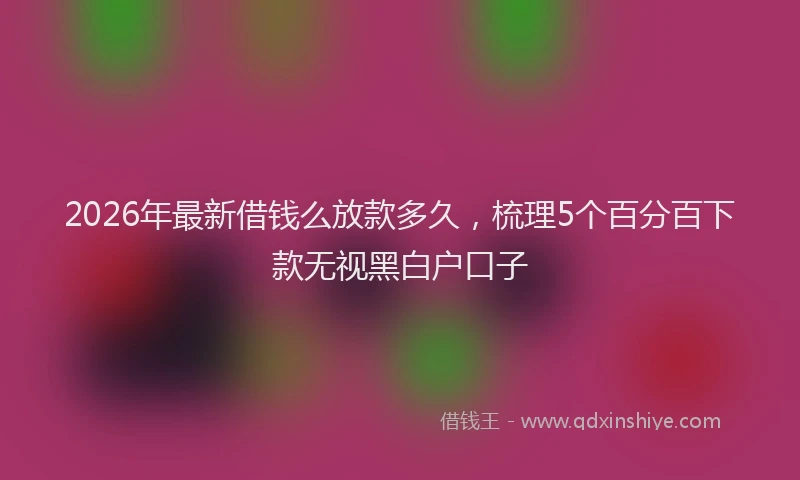 2026年最新借钱么放款多久,梳理5个百分百下款无视黑白户口子