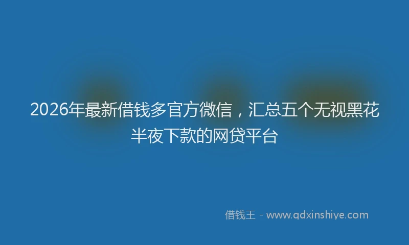 2026年最新借钱多官方微信,汇总五个无视黑花半夜下款的网贷平台