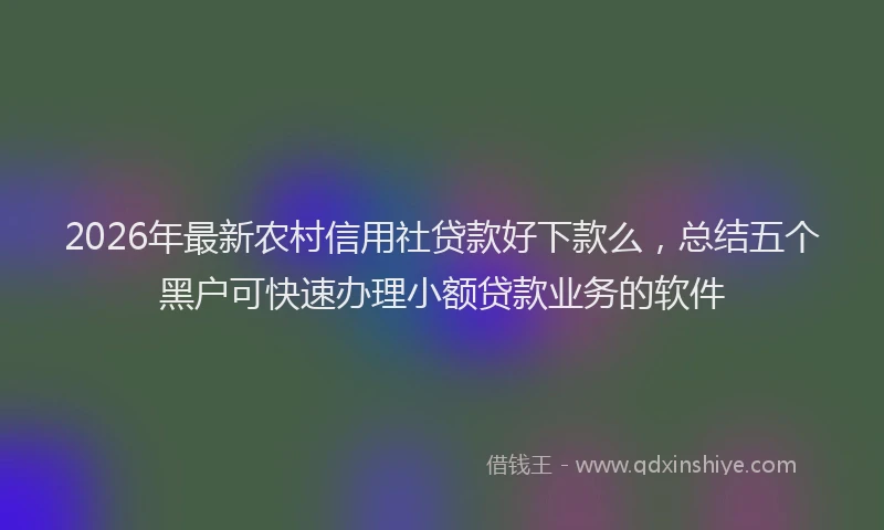 2026年最新农村信用社贷款好下款么,总结五个黑户可快速办理小额贷款业务的软件