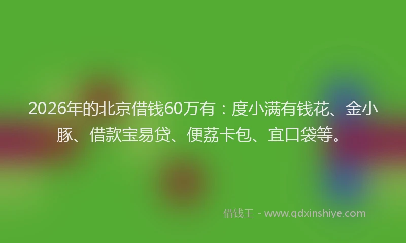 2026年的北京借钱60万有：度小满有钱花、金小豚、借款宝易贷、便荔卡包、宜口袋等。