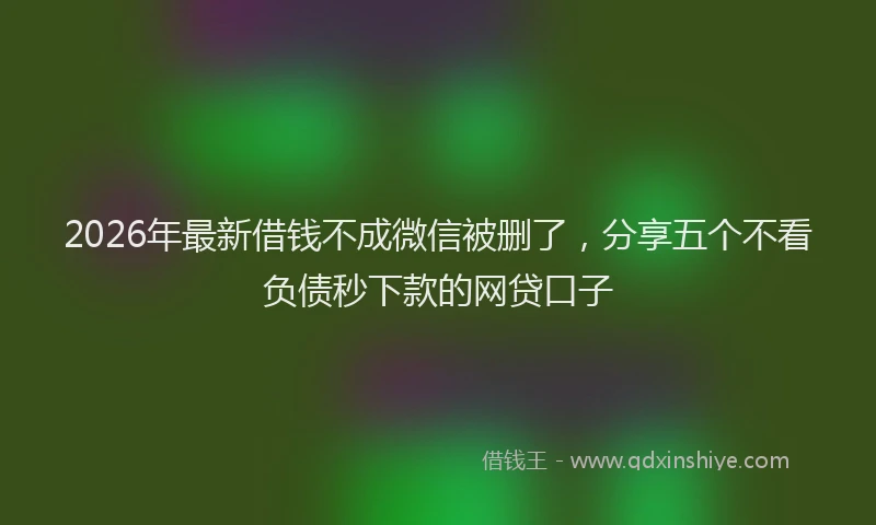 2026年最新借钱不成微信被删了，分享五个不看负债秒下款的网贷口子