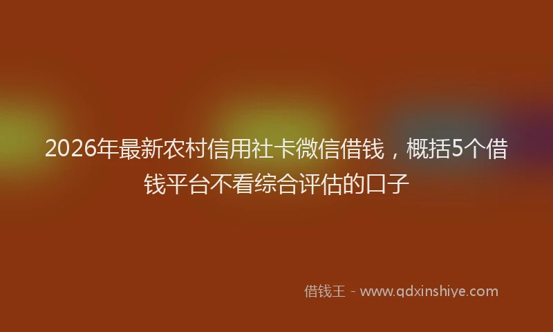 2026年最新农村信用社卡微信借钱,概括5个借钱平台不看综合评估的口子