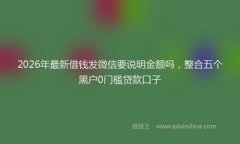 2026年最新借钱发微信要说明金额吗，整合五个黑户0门槛贷款口子