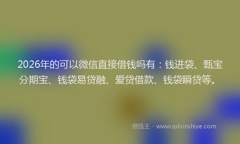 2026年的可以微信直接借钱吗有：钱进袋、甄宝分期宝、钱袋易贷融、爱贷借款、钱袋瞬贷等。
