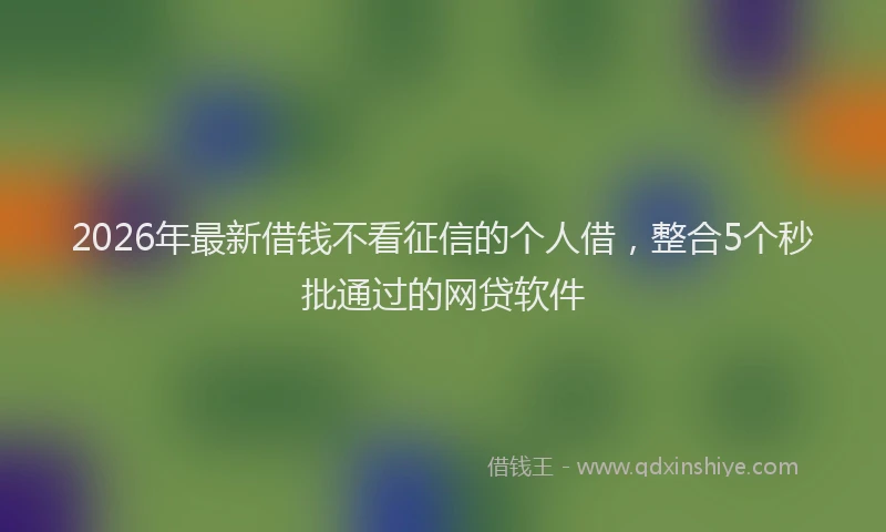 2026年最新借钱不看征信的个人借，整合5个秒批通过的网贷软件