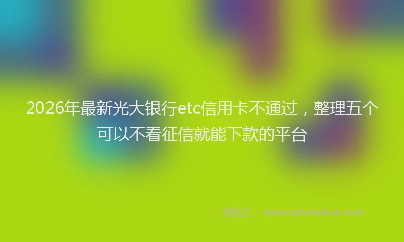 2026年最新光大银行etc信用卡不通过，整理五个可以不看征信就能下款的平台