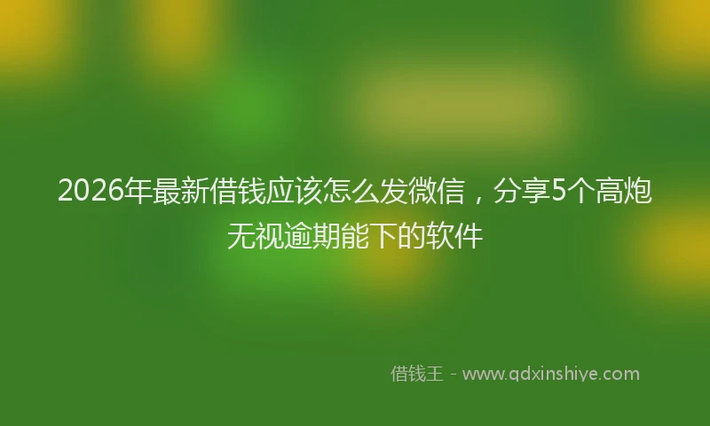 2026年最新借钱应该怎么发微信，分享5个高炮无视逾期能下的软件