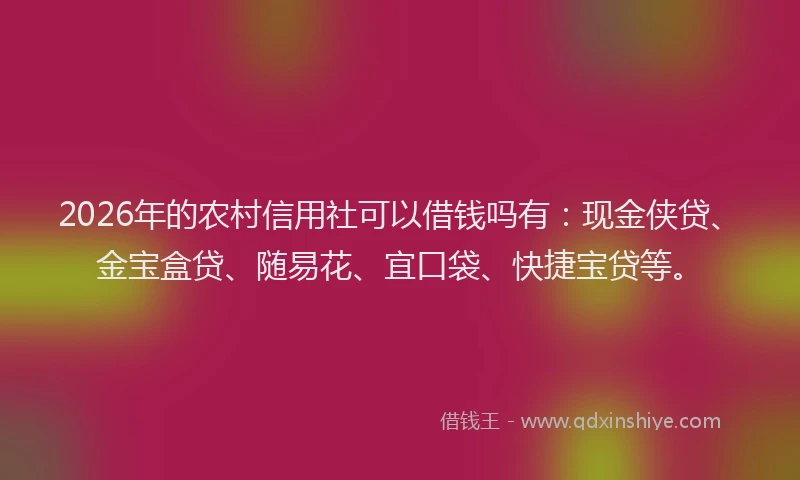 2026年的农村信用社可以借钱吗有：现金侠贷、金宝盒贷、随易花、宜口袋、快捷宝贷等。