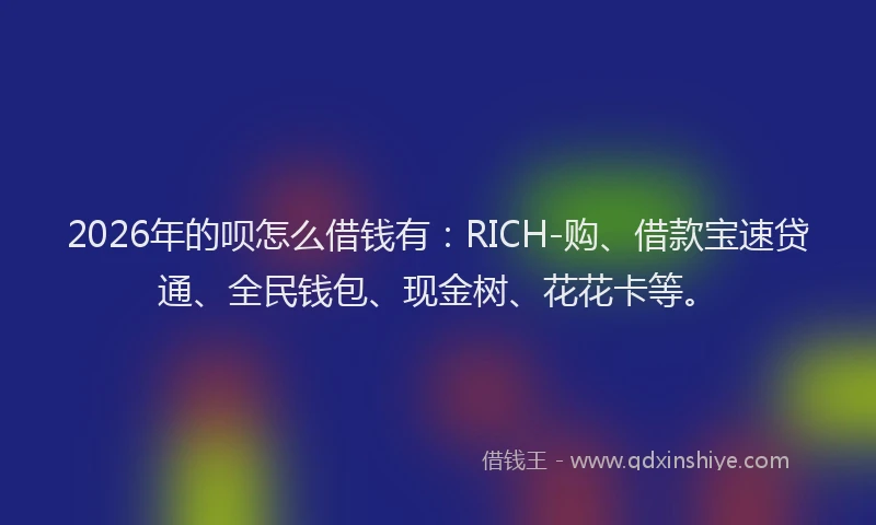2026年的呗怎么借钱有：RICH-购、借款宝速贷通、全民钱包、现金树、花花卡等。