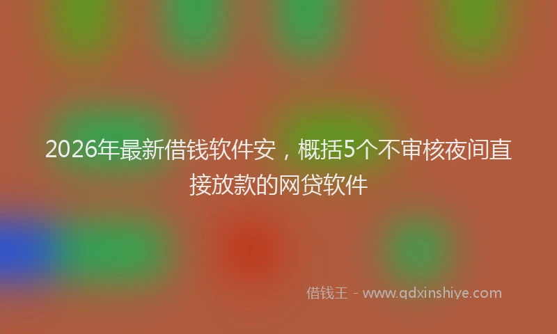 2026年最新借钱软件安，概括5个不审核夜间直接放款的网贷软件