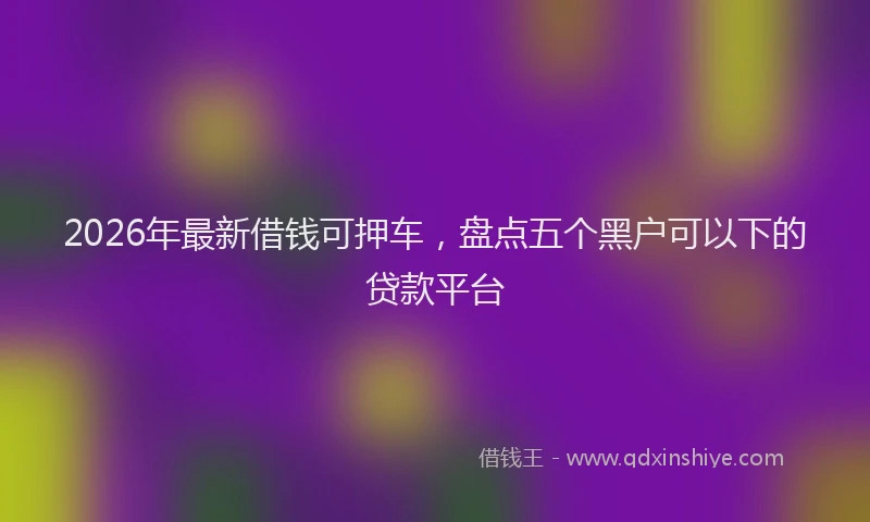2026年最新借钱可押车，盘点五个黑户可以下的贷款平台