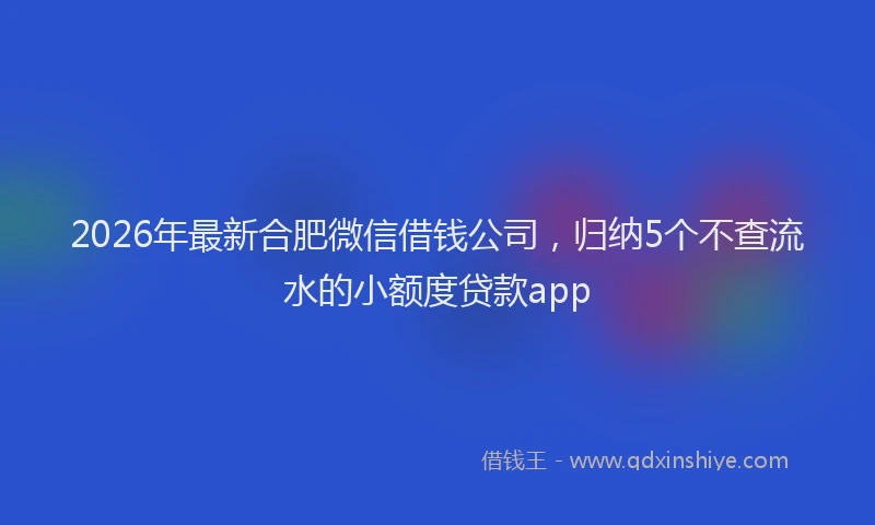 2026年最新合肥微信借钱公司,归纳5个不查流水的小额度贷款app