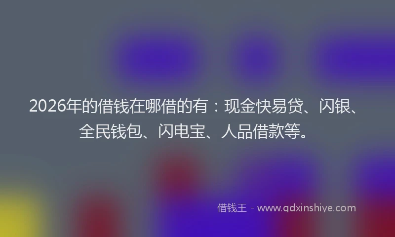 2026年的借钱在哪借的有:现金快易贷、闪银、全民钱包、闪电宝、人品借款等。