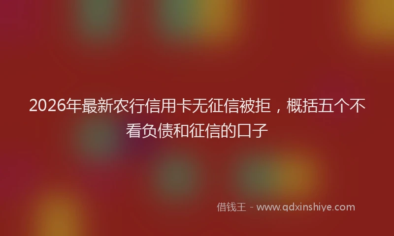 2026年最新农行信用卡无征信被拒,概括五个不看负债和征信的口子