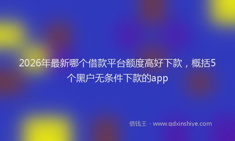 2026年最新哪个借款平台额度高好下款，概括5个黑户无条件下款的app