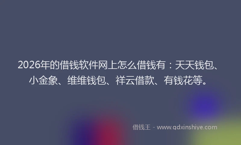 2026年的借钱软件网上怎么借钱有：天天钱包、小金象、维维钱包、祥云借款、有钱花等。
