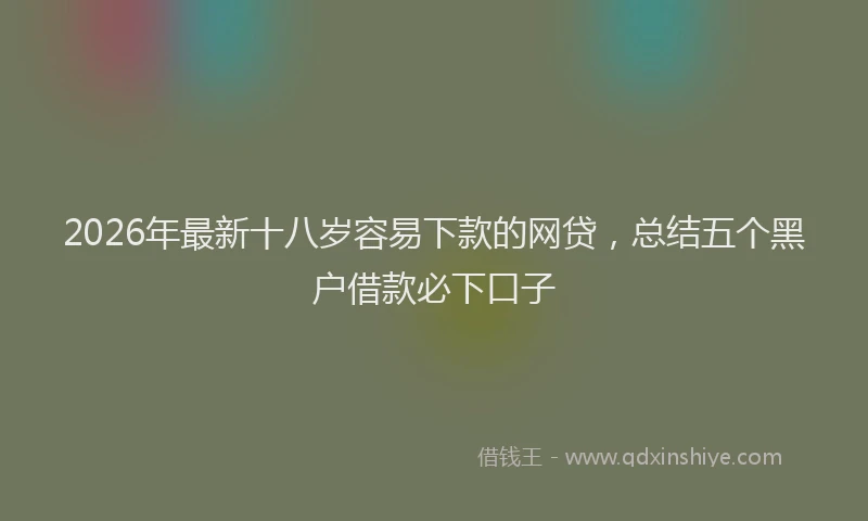 2026年最新十八岁容易下款的网贷，总结五个黑户借款必下口子