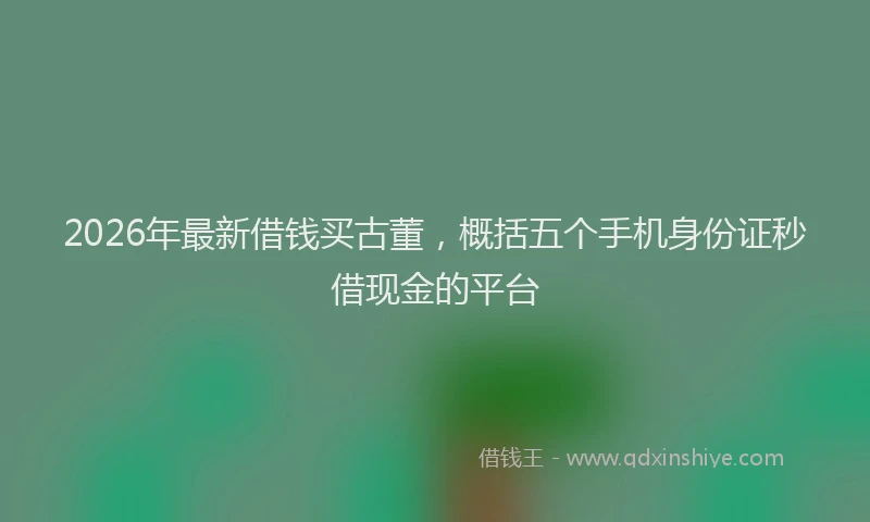 2026年最新借钱买古董，概括五个手机身份证秒借现金的平台