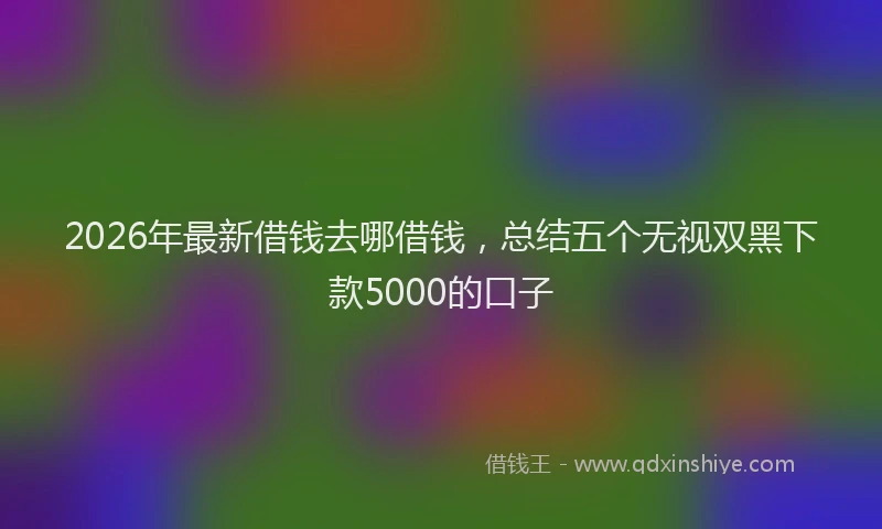 2026年最新借钱去哪借钱，总结五个无视双黑下款5000的口子