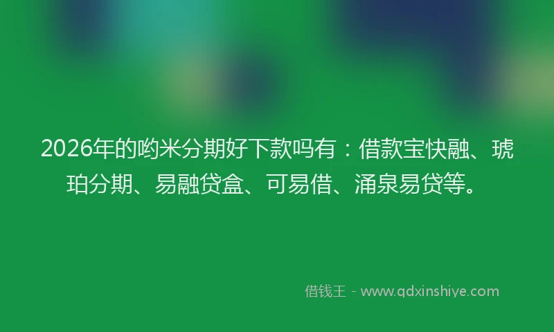 2026年的哟米分期好下款吗有：借款宝快融、琥珀分期、易融贷盒、可易借、涌泉易贷等。