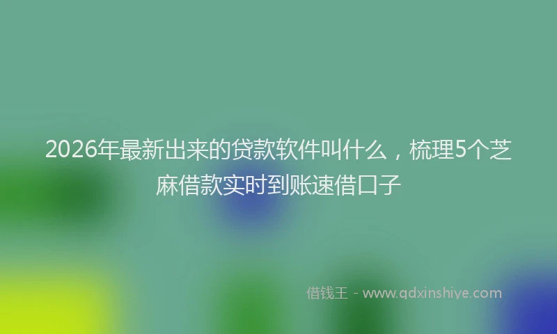 2026年最新出来的贷款软件叫什么，梳理5个芝麻借款实时到账速借口子