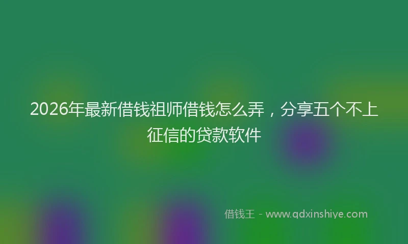 2026年最新借钱祖师借钱怎么弄，分享五个不上征信的贷款软件