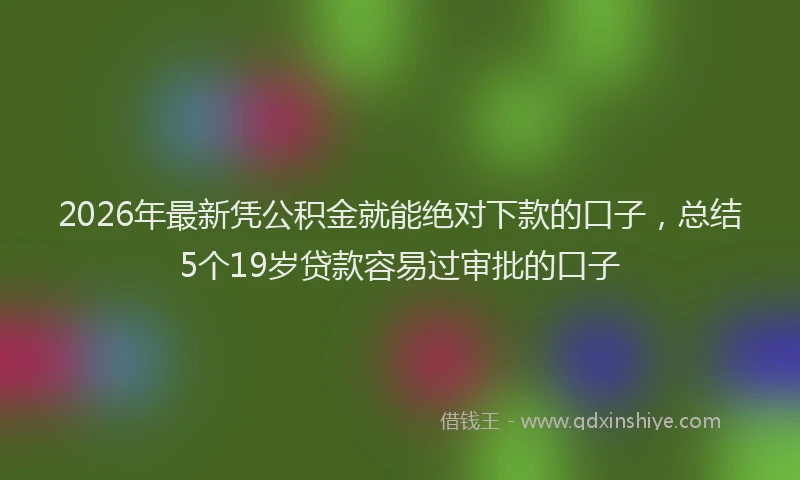 2026年最新凭公积金就能绝对下款的口子,总结5个19岁贷款容易过审批的口子