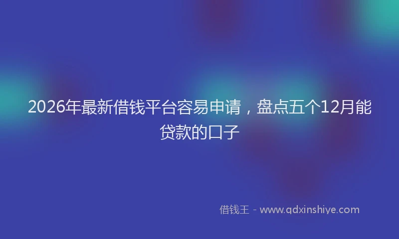 2026年最新借钱平台容易申请，盘点五个12月能贷款的口子