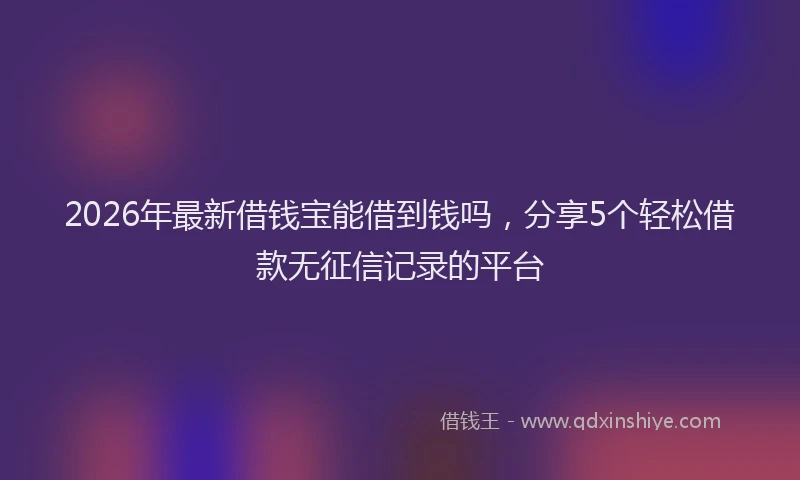 2026年最新借钱宝能借到钱吗,分享5个轻松借款无征信记录的平台