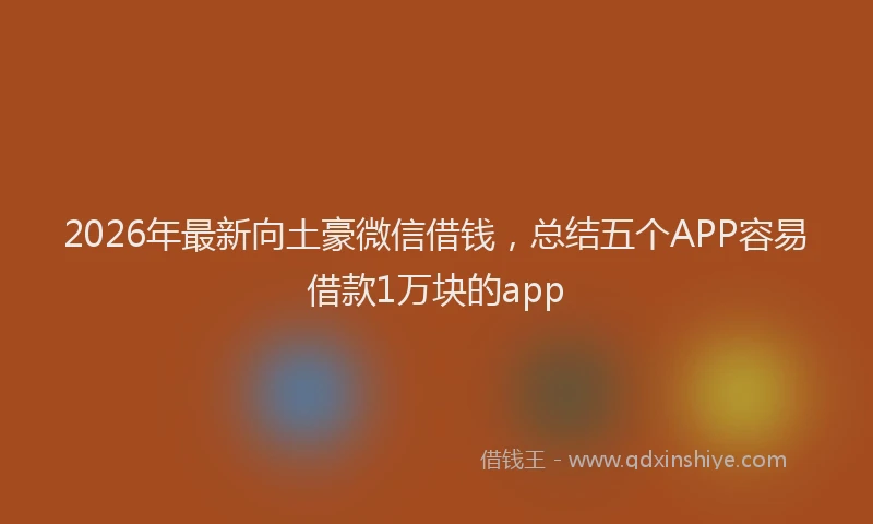 2026年最新向土豪微信借钱，总结五个APP容易借款1万块的app
