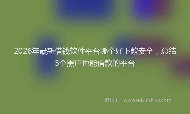 2026年最新借钱软件平台哪个好下款安全，总结5个黑户也能借款的平台