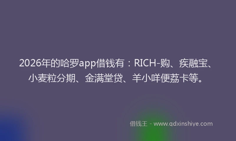 2026年的哈罗app借钱有：RICH-购、疾融宝、小麦粒分期、金满堂贷、羊小咩便荔卡等。