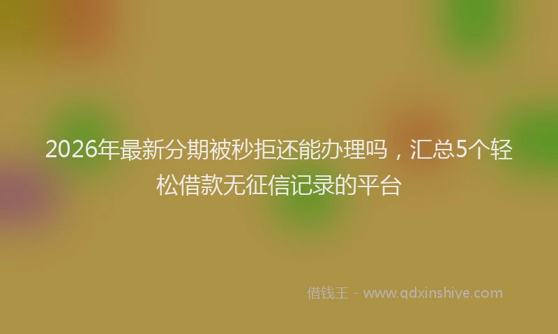2026年最新分期被秒拒还能办理吗,汇总5个轻松借款无征信记录的平台