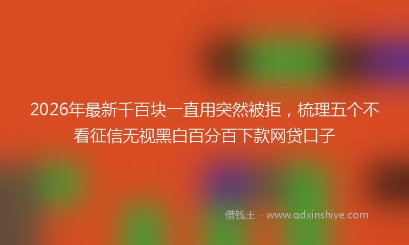 2026年最新千百块一直用突然被拒,梳理五个不看征信无视黑白百分百下款网贷口子