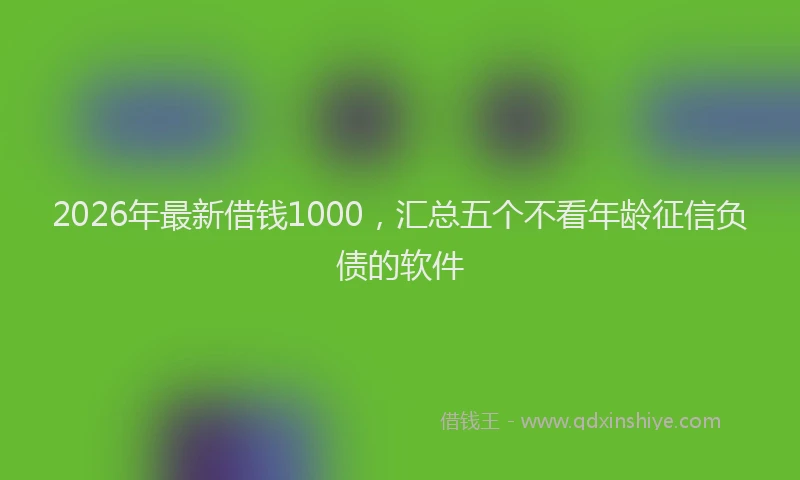2026年最新借钱1000，汇总五个不看年龄征信负债的软件