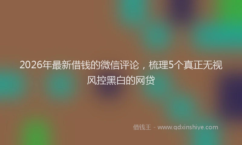 2026年最新借钱的微信评论，梳理5个真正无视风控黑白的网贷