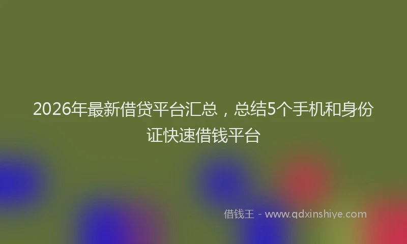2026年最新借贷平台汇总，总结5个手机和身份证快速借钱平台