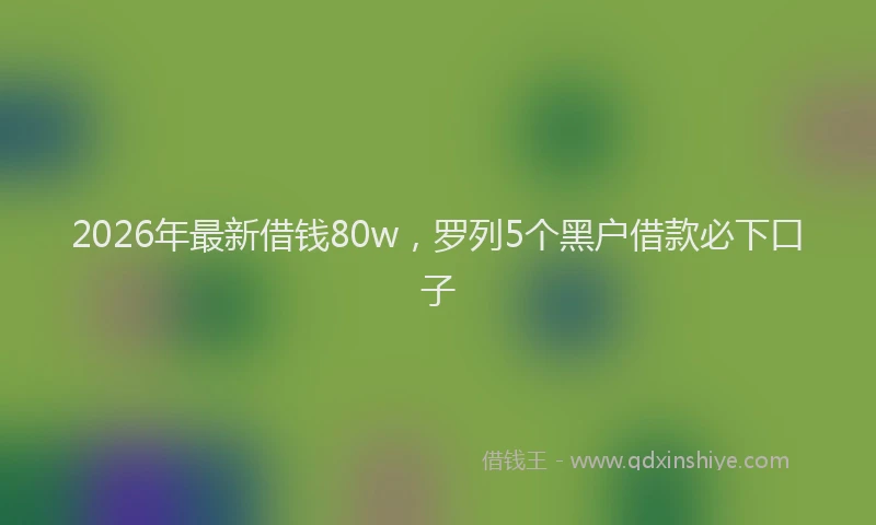 2026年最新借钱80w，罗列5个黑户借款必下口子