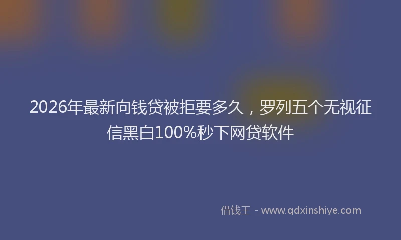 2026年最新向钱贷被拒要多久，罗列五个无视征信黑白100%秒下网贷软件