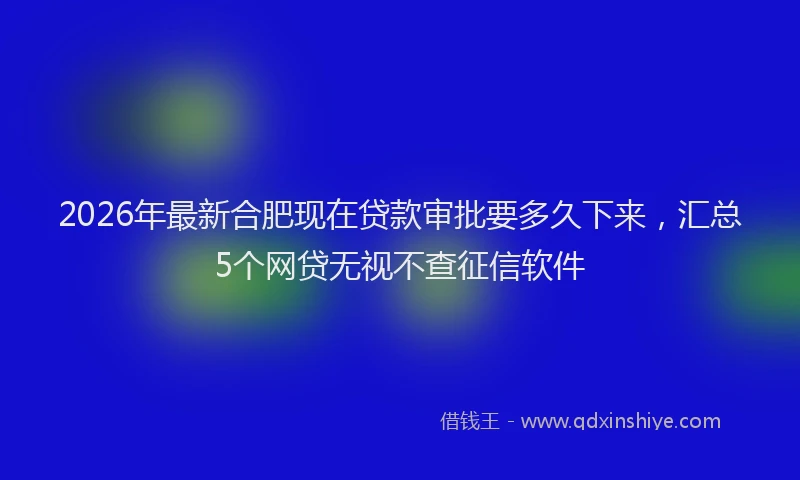 2026年最新合肥现在贷款审批要多久下来,汇总5个网贷无视不查征信软件