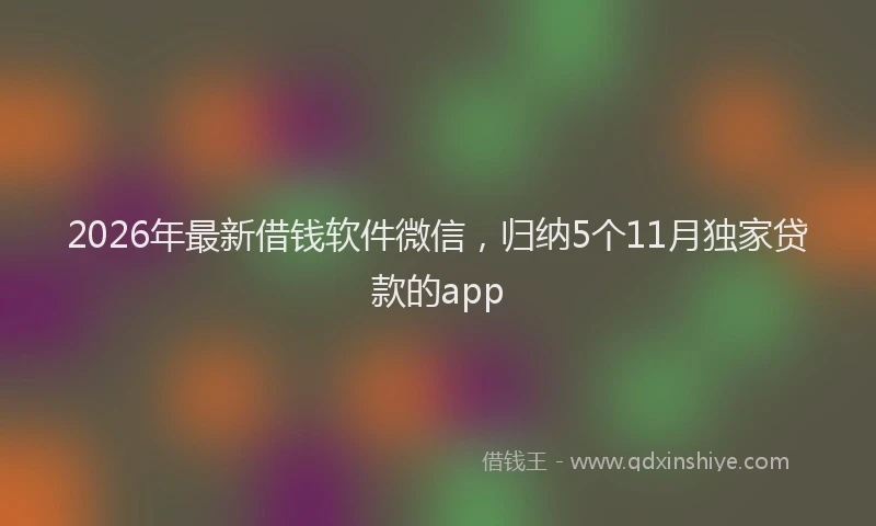 2026年最新借钱软件微信，归纳5个11月独家贷款的app