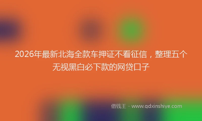 2026年最新北海全款车押证不看征信，整理五个无视黑白必下款的网贷口子